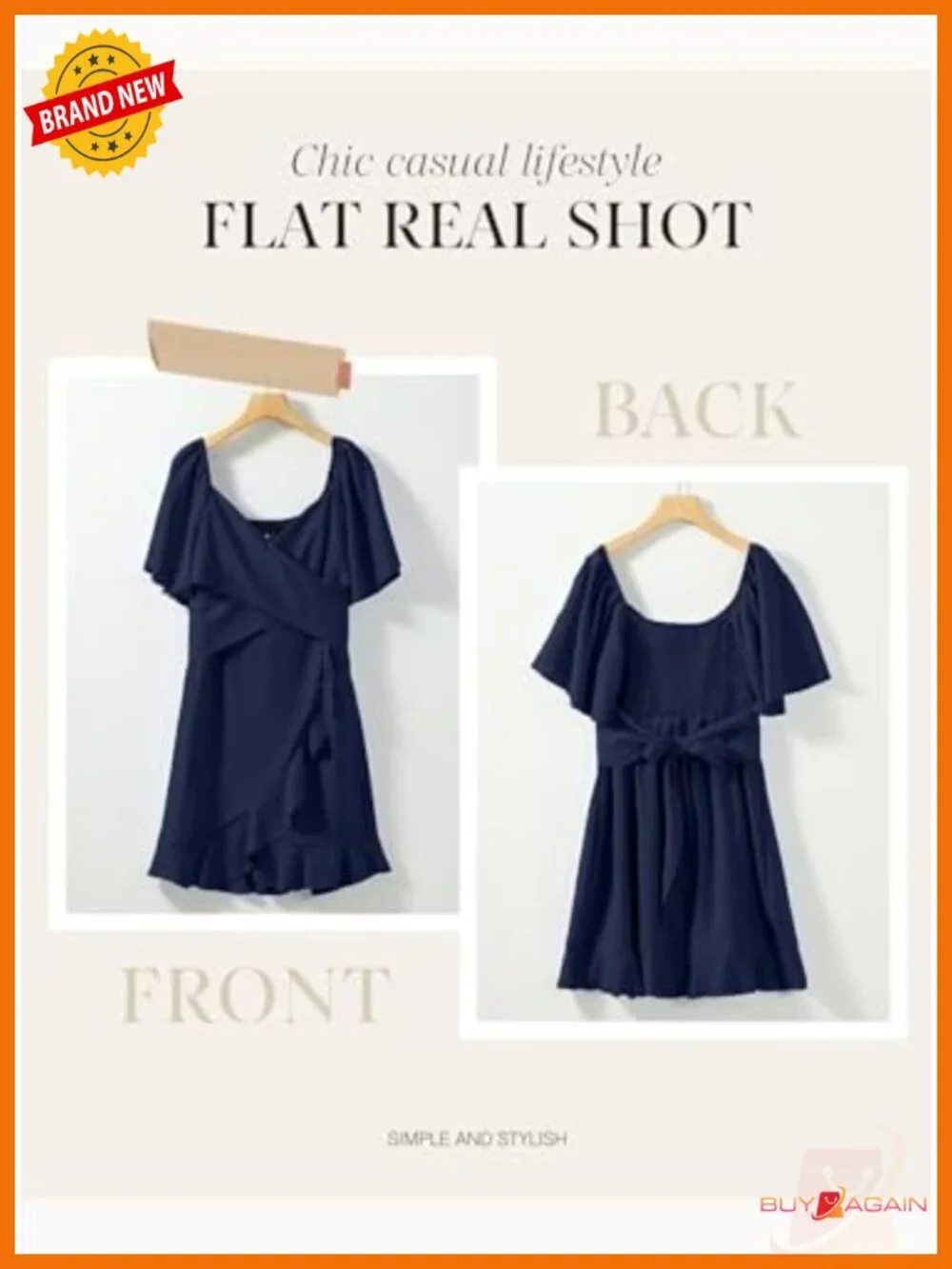 Wrap V Neck Smocked Waist Tiered Mini Dress with Flared Sleeves and Belt